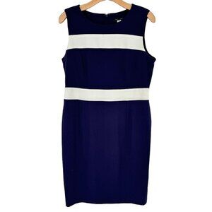 Tommy Hilfiger Women's Sleeveless Sheath Dress Navy  White Stripe Size 12
